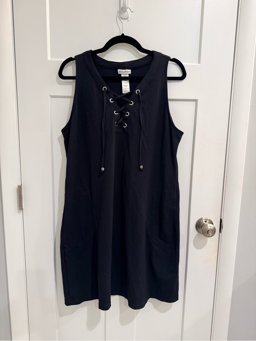 Tommy Bahama Black Lace-Up Tank Mini Dress